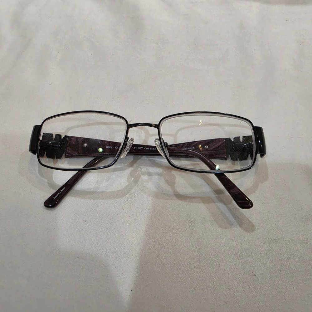 Jimmy Crystal New York Eyeglasses Women 52-17 Black Purple Swarovski